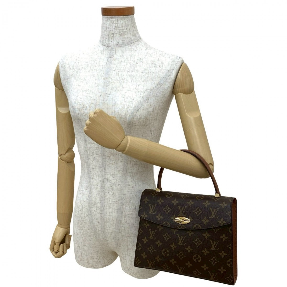 LOUIS VUITTON Handbag M51379 Leather, PVC Brown Monogram Malesherbes Women