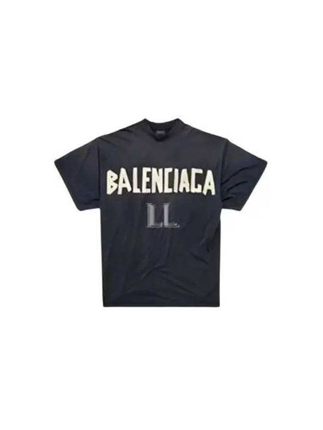 Luxury Balenciaga Trending 2026 Tape Type Cotton Short Sleeve T-Shirt Black