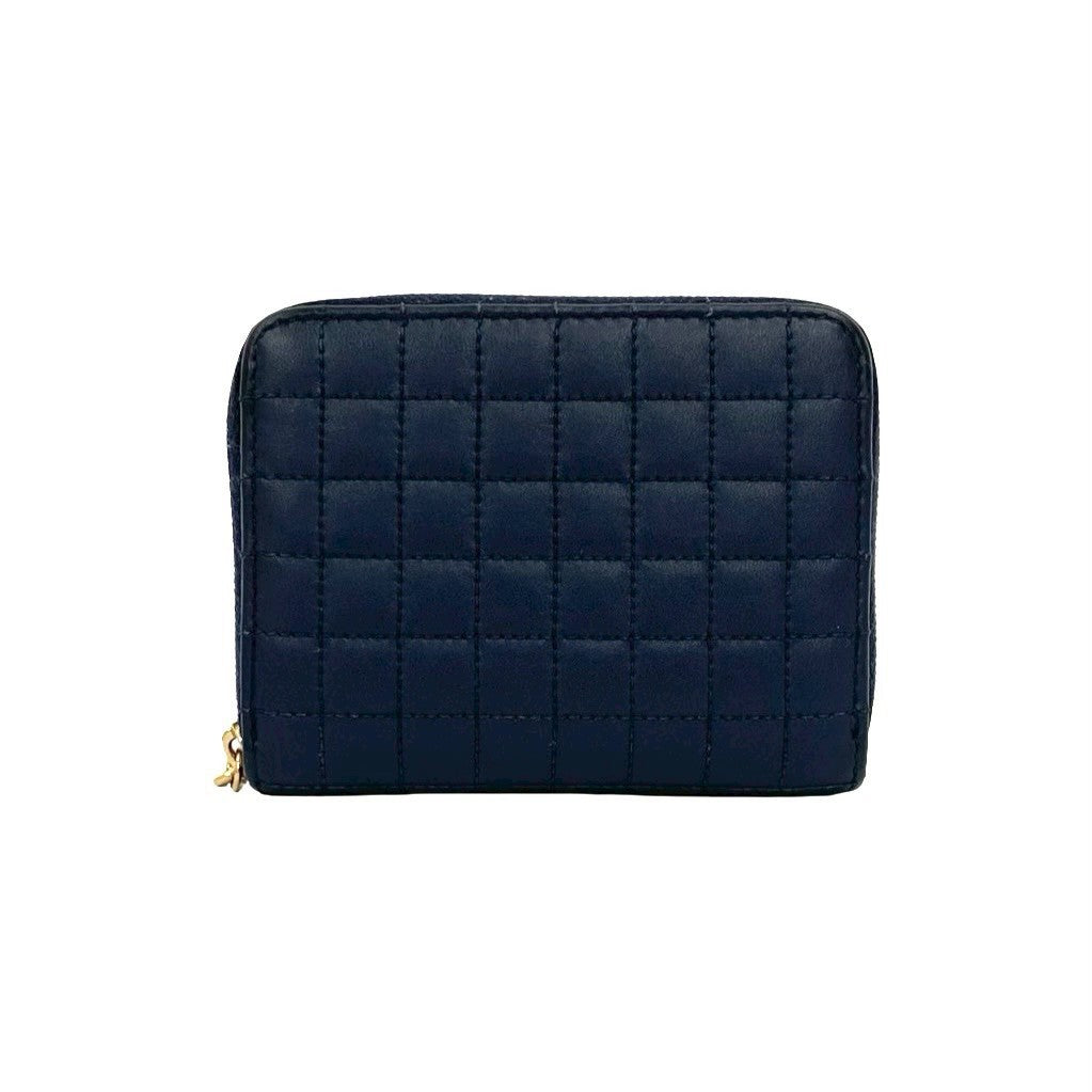 CELINE Bifold Wallet leather Navy C Charm Compact Wallet mens