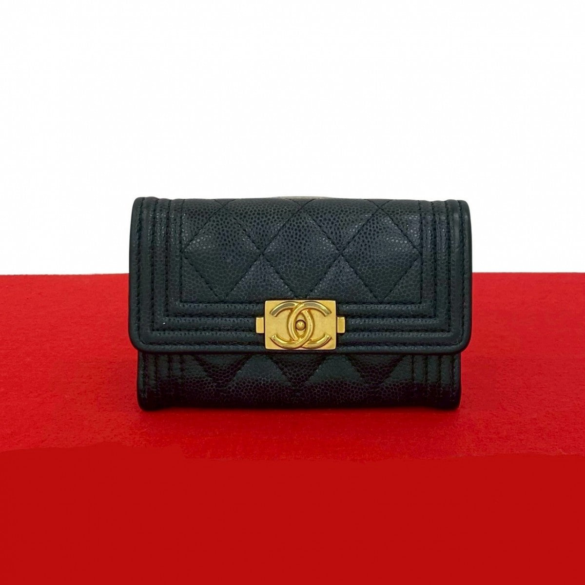 CHANEL Card Case Matt caviar skin black COCO Mark Boy chanel Women