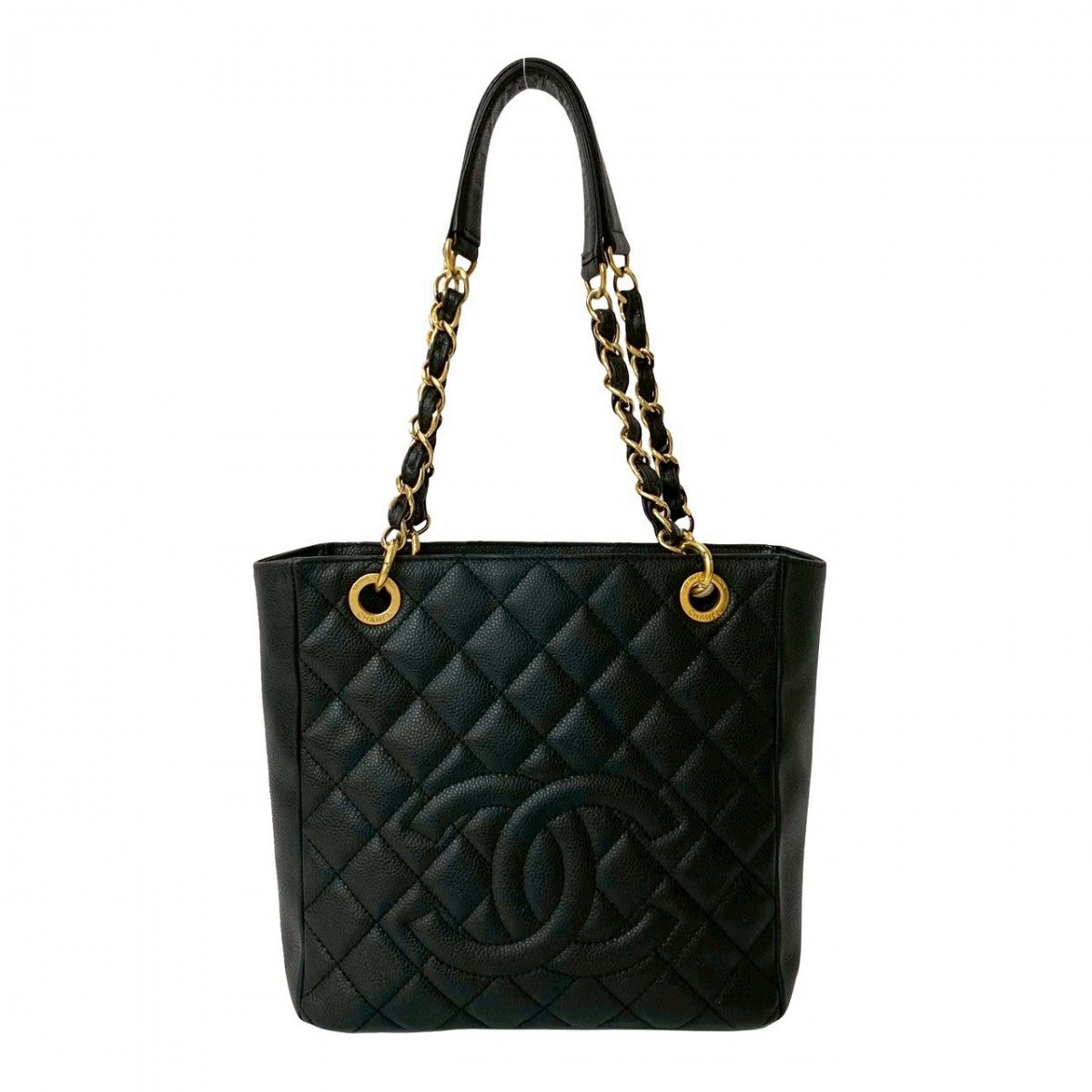 CHANEL Tote Bag Matt caviar skin black