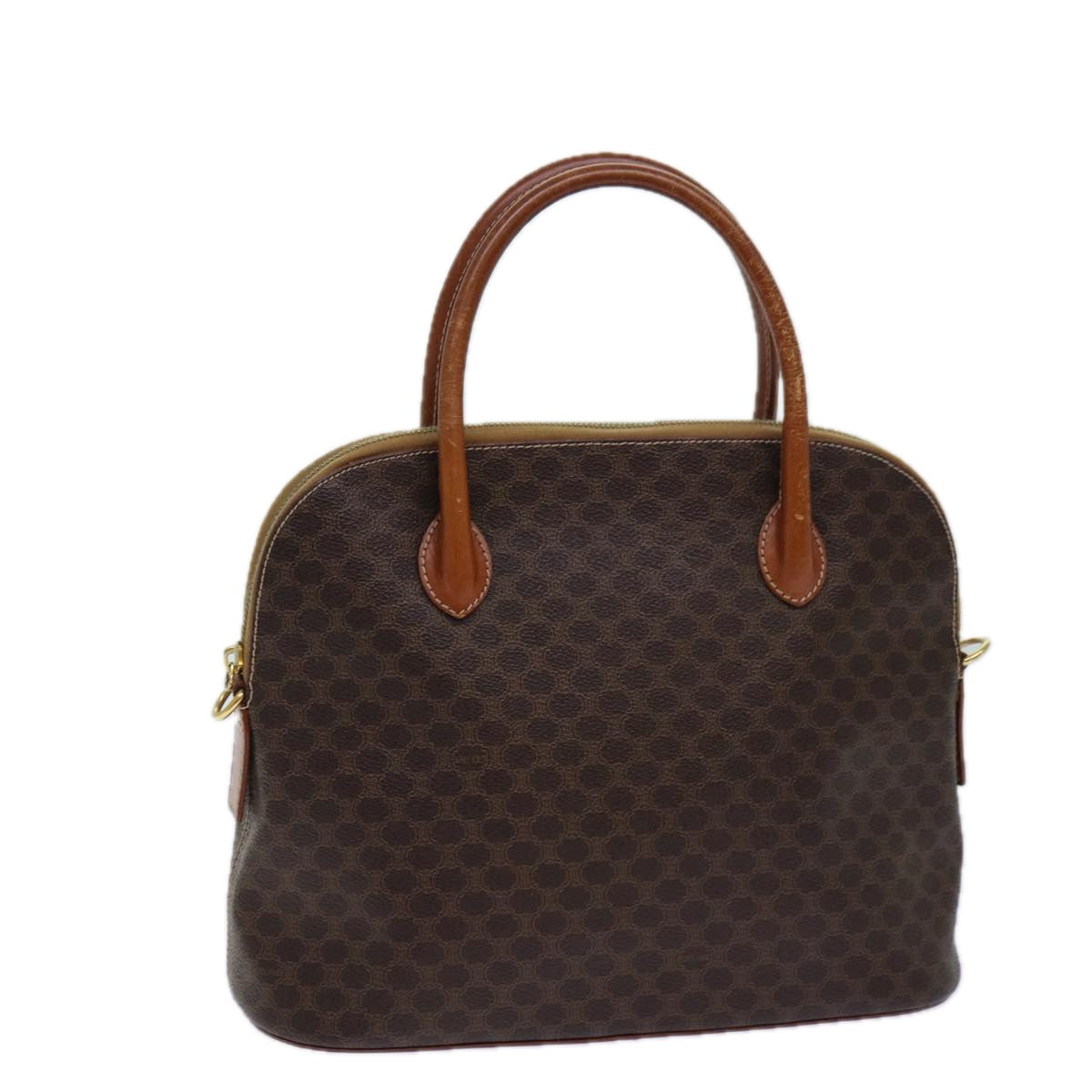 Luxury CELINE Macadam Canvas Hand Bag PVC Leather Brown  82266