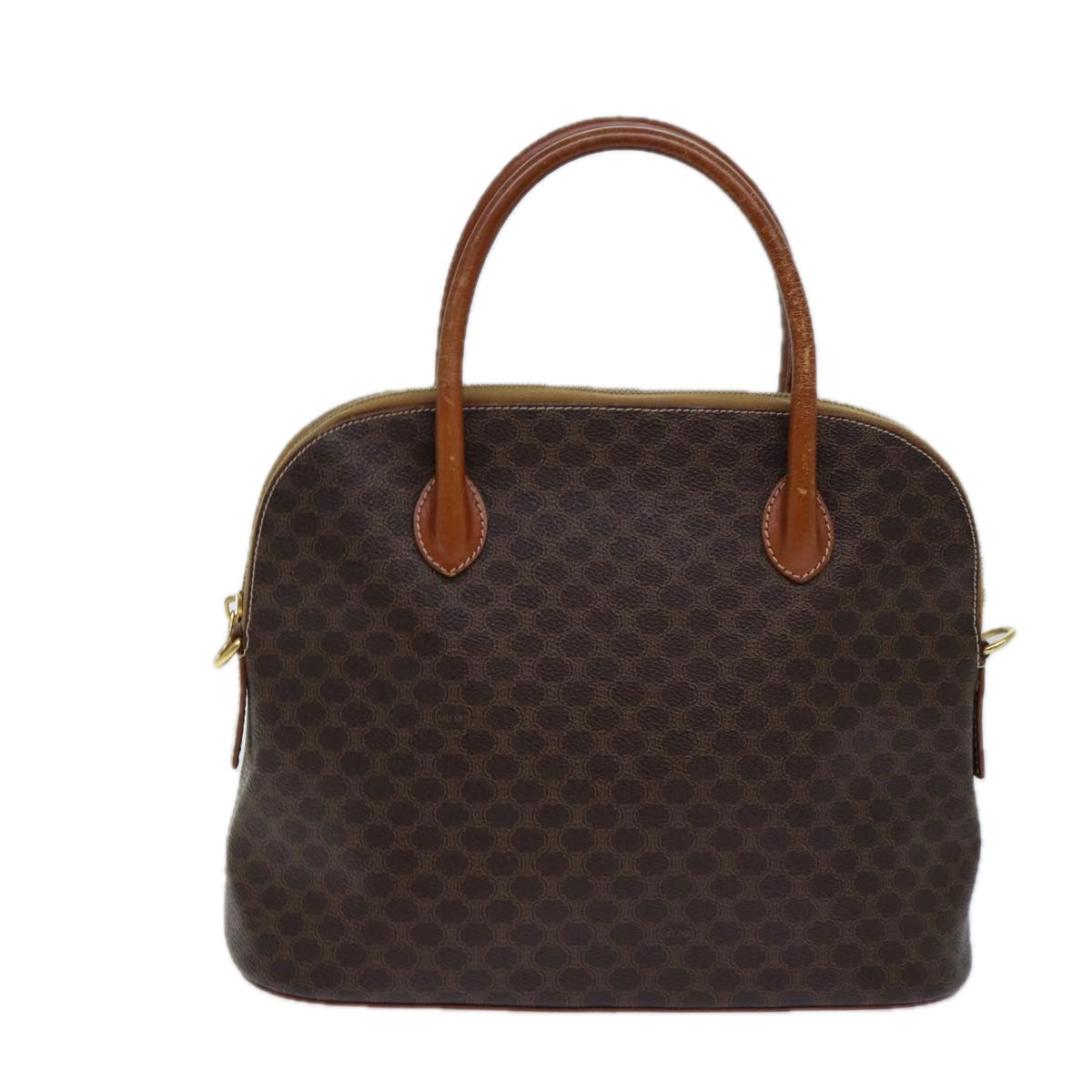 Luxury CELINE Macadam Canvas Hand Bag PVC Leather Brown  82266