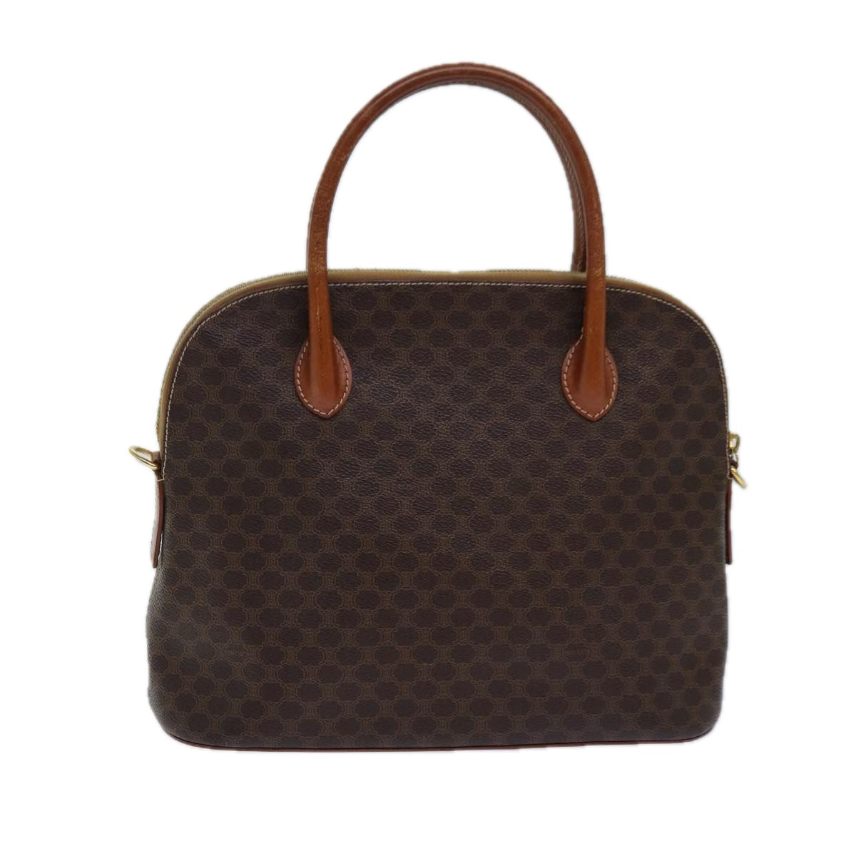 Luxury CELINE Macadam Canvas Hand Bag PVC Leather Brown  82266