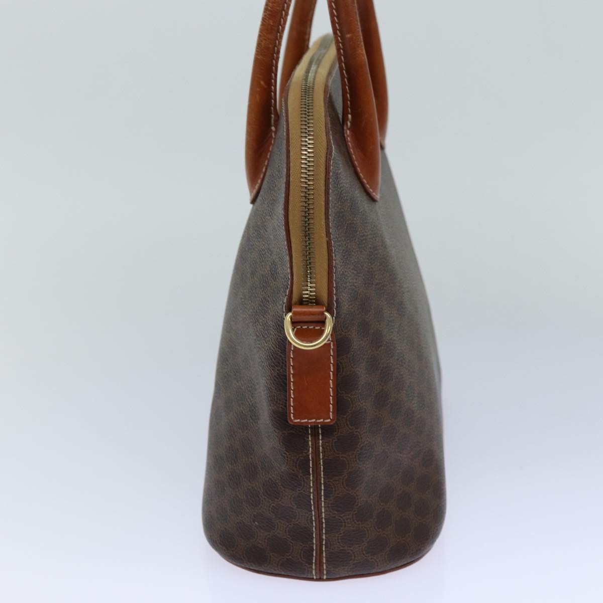 Luxury CELINE Macadam Canvas Hand Bag PVC Leather Brown  82266