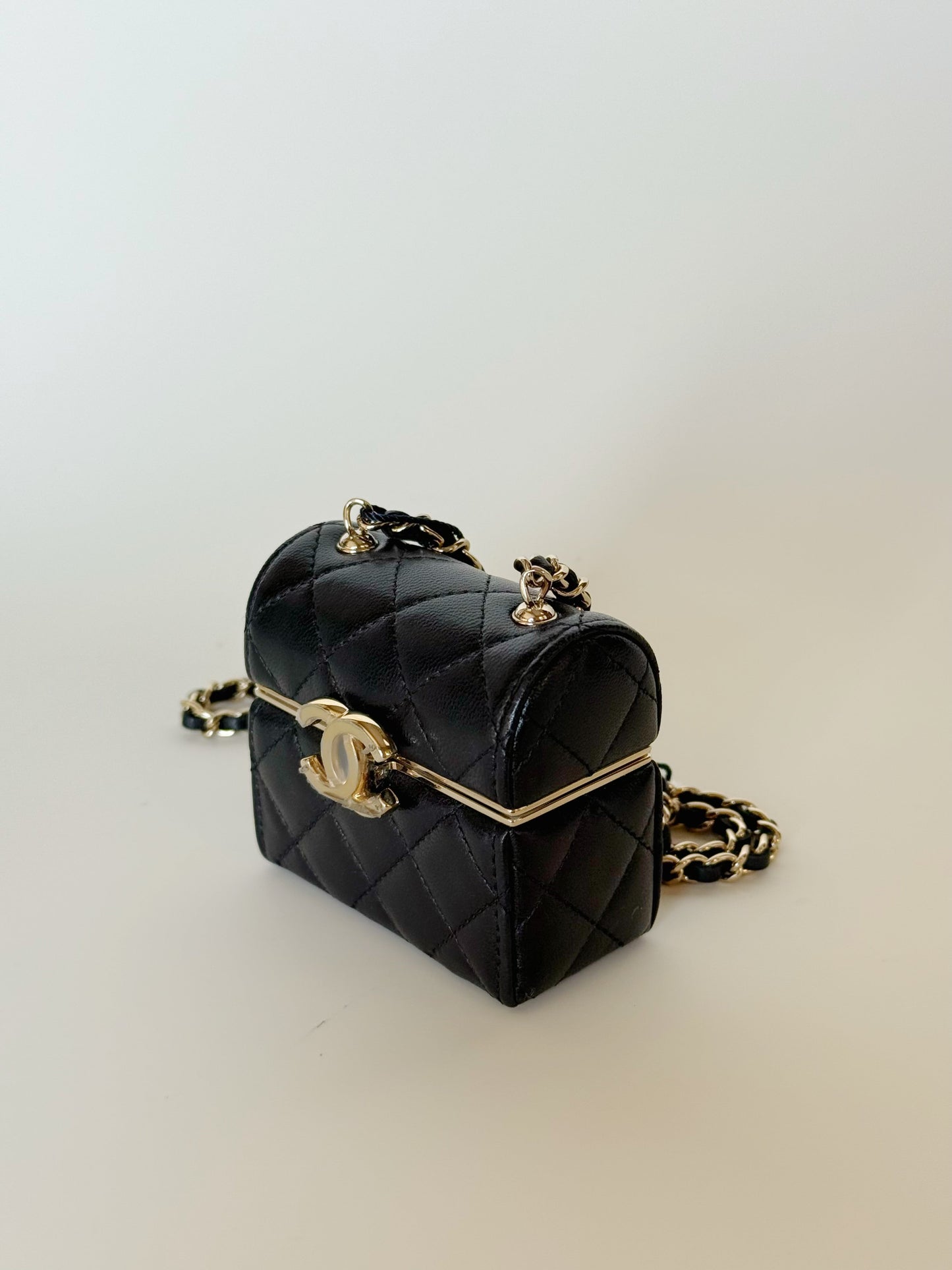 Chanel Lambskin Quilted Box With Chain
