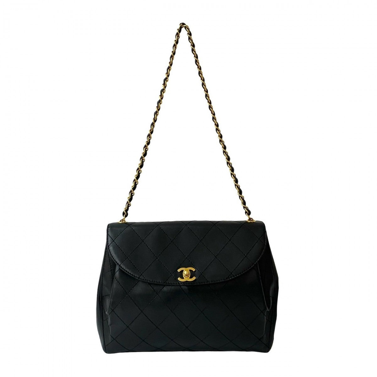CHANEL Shoulder Bag lambskin black COCO Mark Bicolole Women