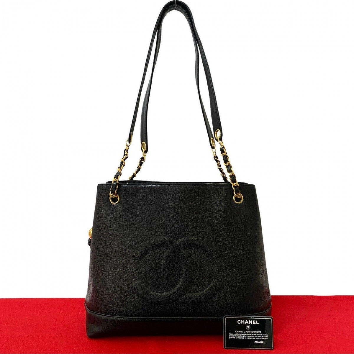 CHANEL Tote Bag Matt caviar skin black COCO Mark Women