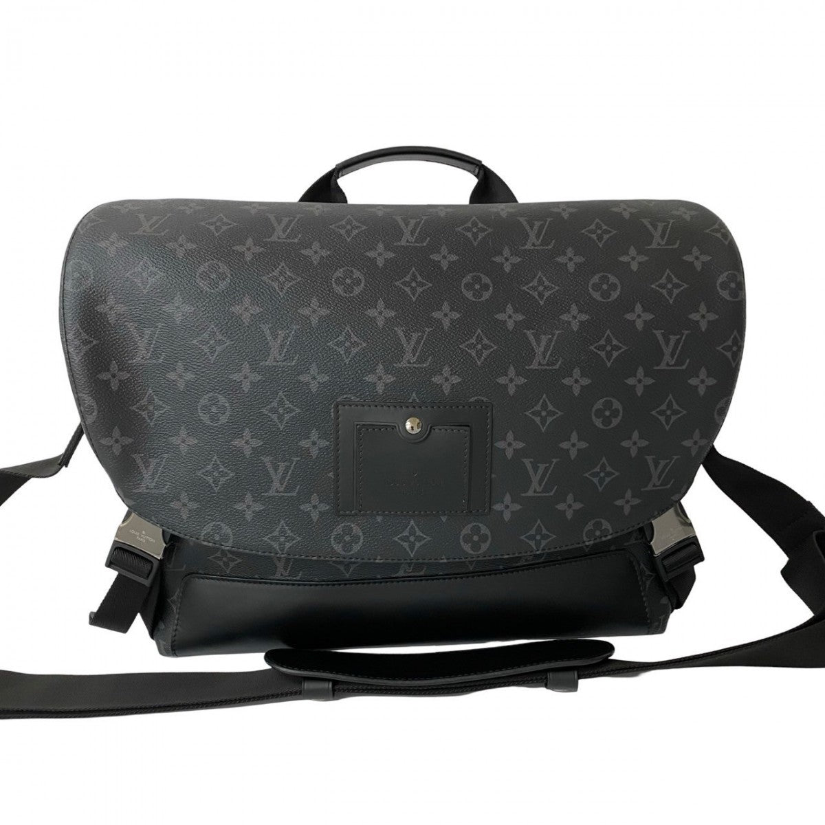 LOUIS VUITTON Shoulder Bag leather black Monogram Eclipse Messenger Voyage MM