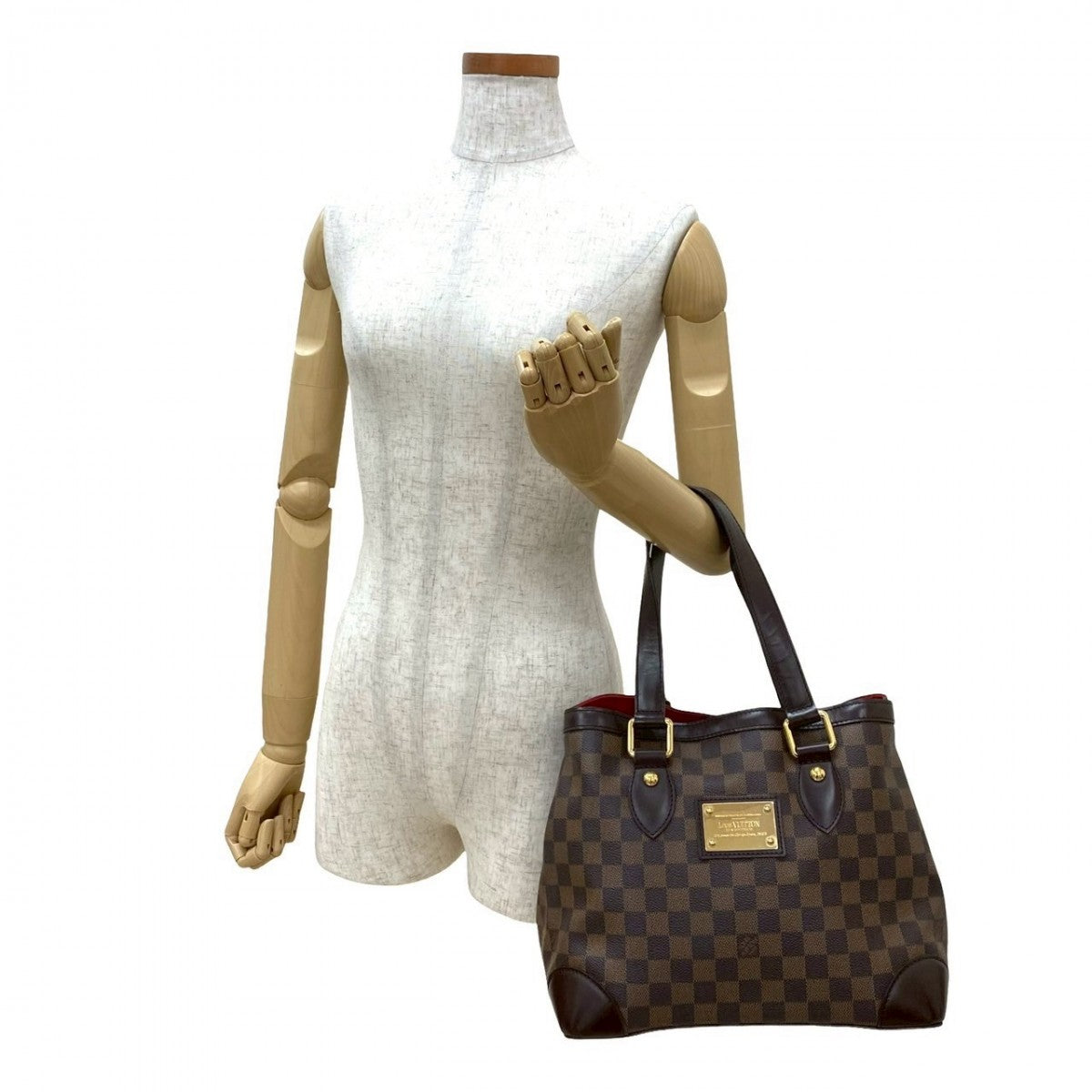 LOUIS VUITTON Handbag leather Brown Damier Hamstead PM