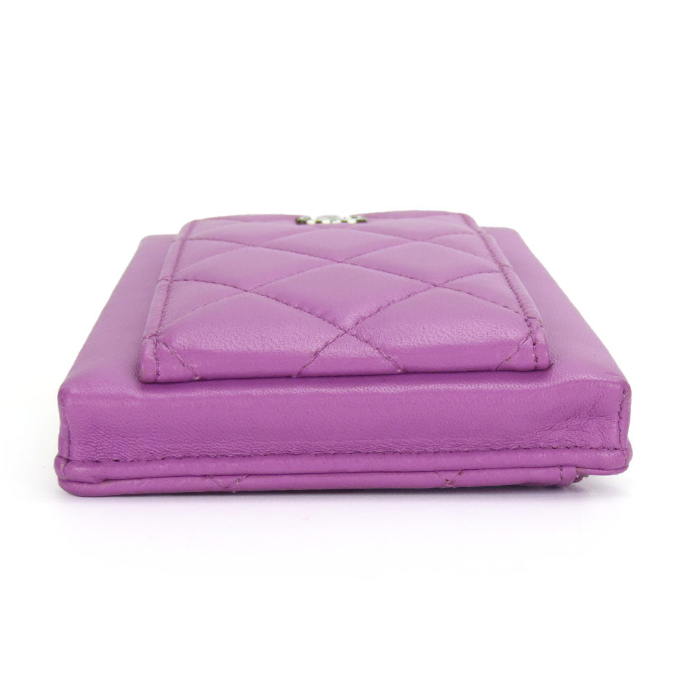 Chanel Lambskin Shoulder Bag Matrasse Purple Classic Flap