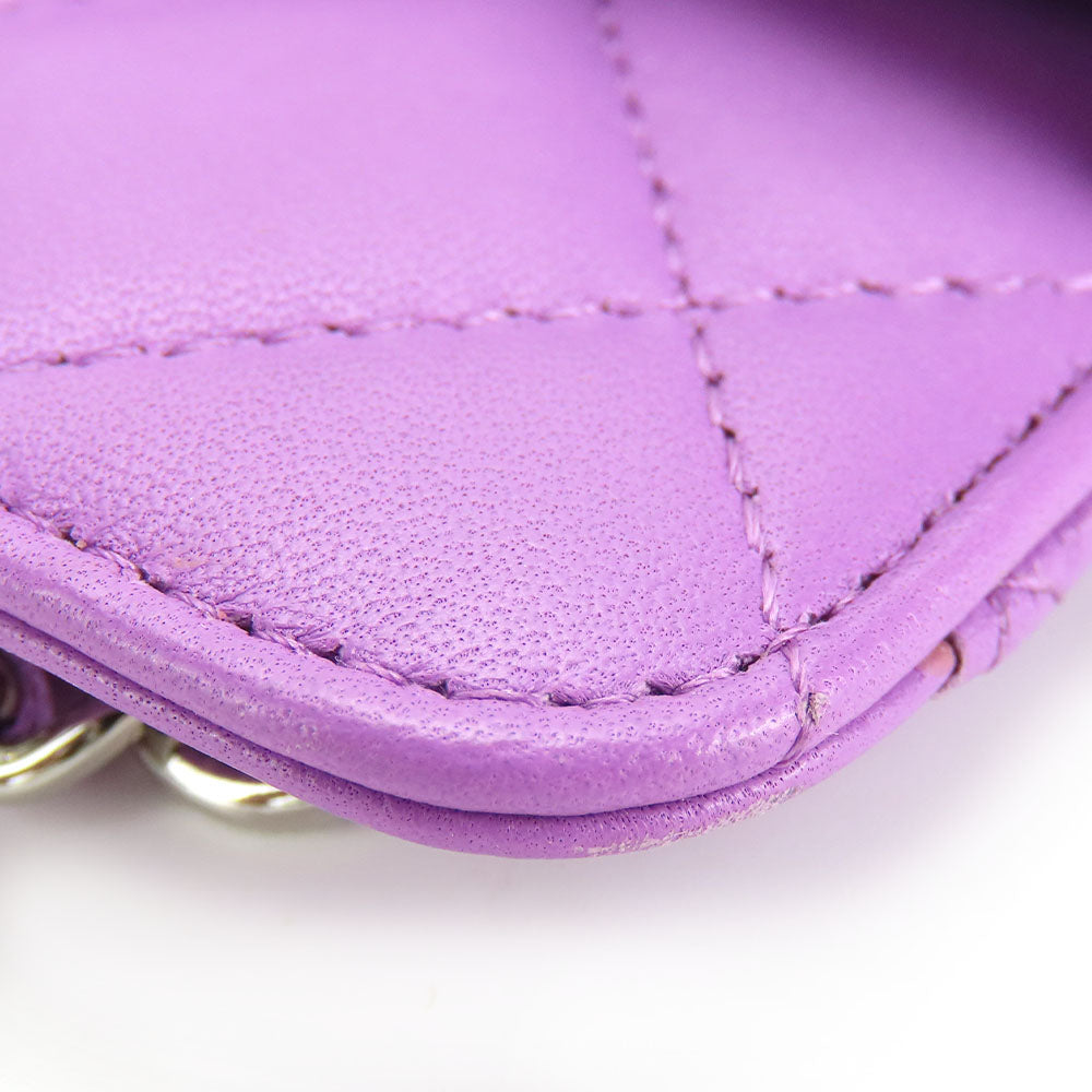 Chanel Lambskin Shoulder Bag Matrasse Purple Classic Flap
