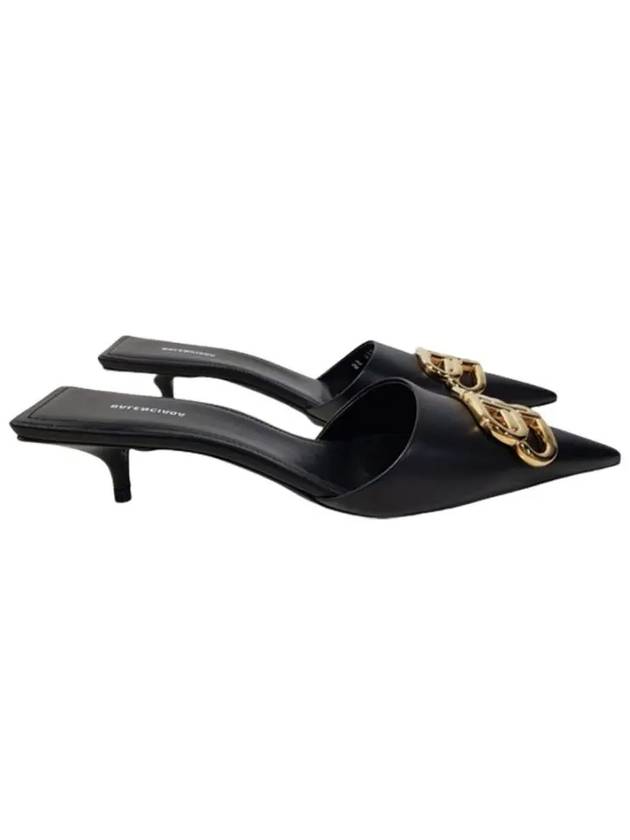Luxury Balenciaga Trending 2026 Gold BB Logo Mule Heel Black