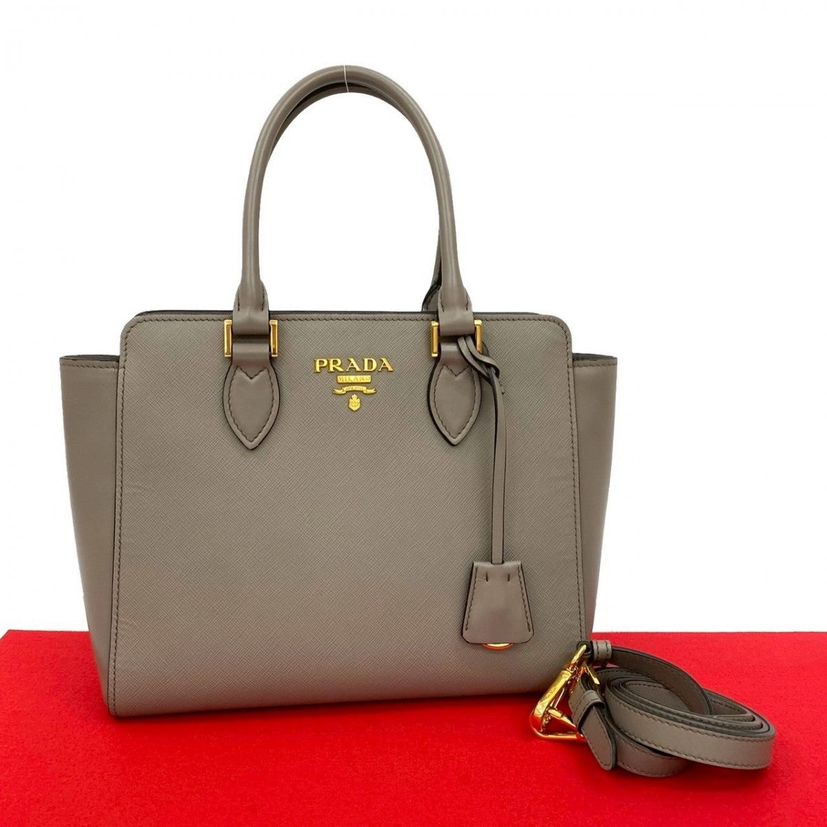 PRADA Shoulder Bag leather gray