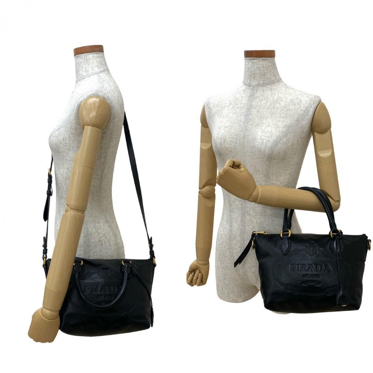 PRADA Shoulder Bag leather black