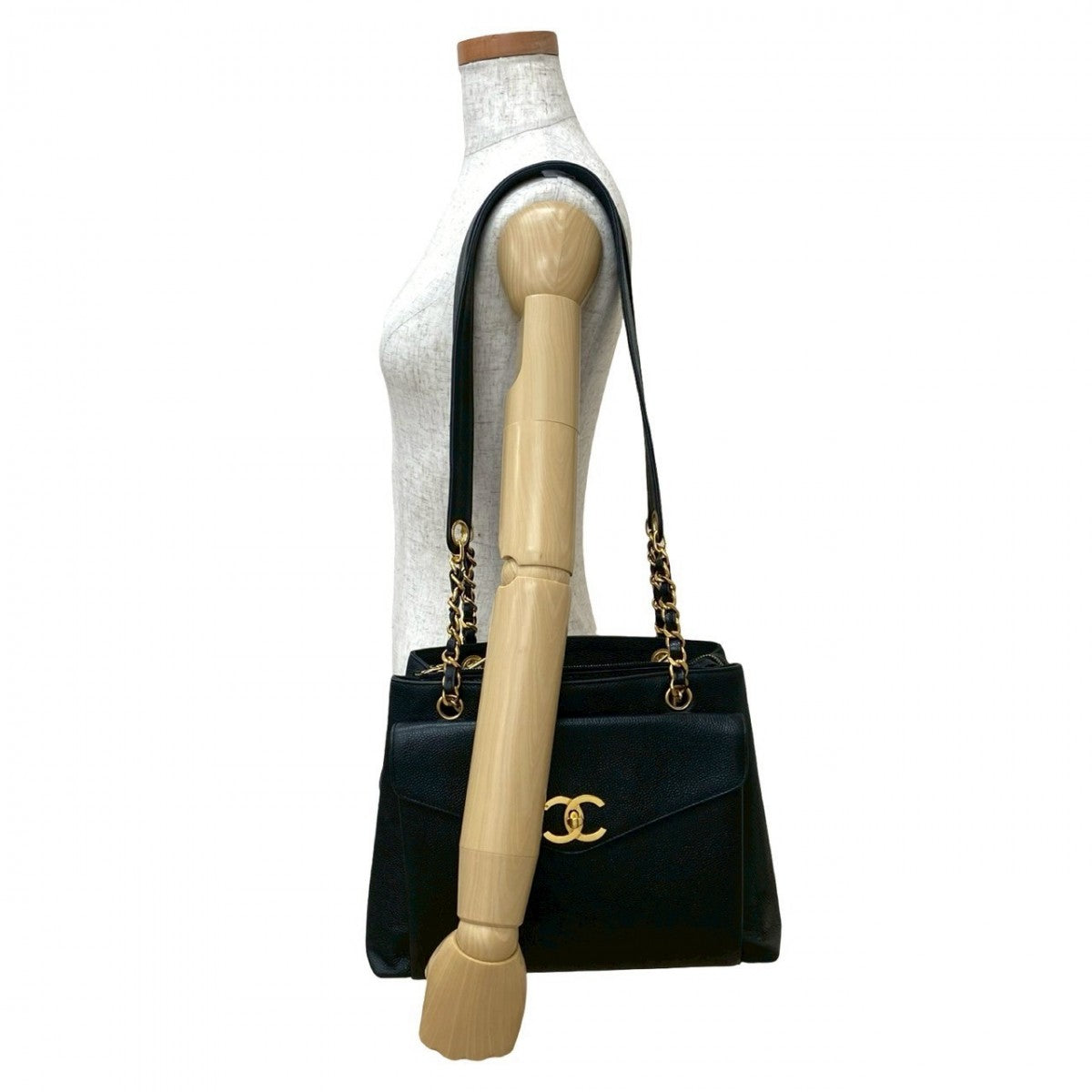 CHANEL Shoulder Bag Matt caviar skin black
