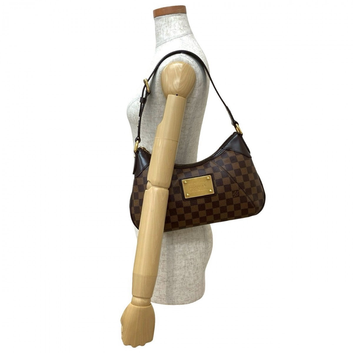 LOUIS VUITTON Shoulder Bag leather Brown Damier