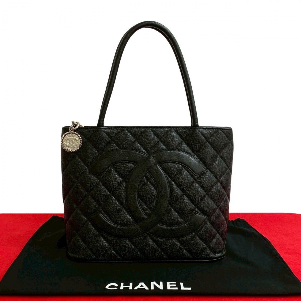 CHANEL Handbag Matt caviar skin black Matrasse Reprint Tote Bag