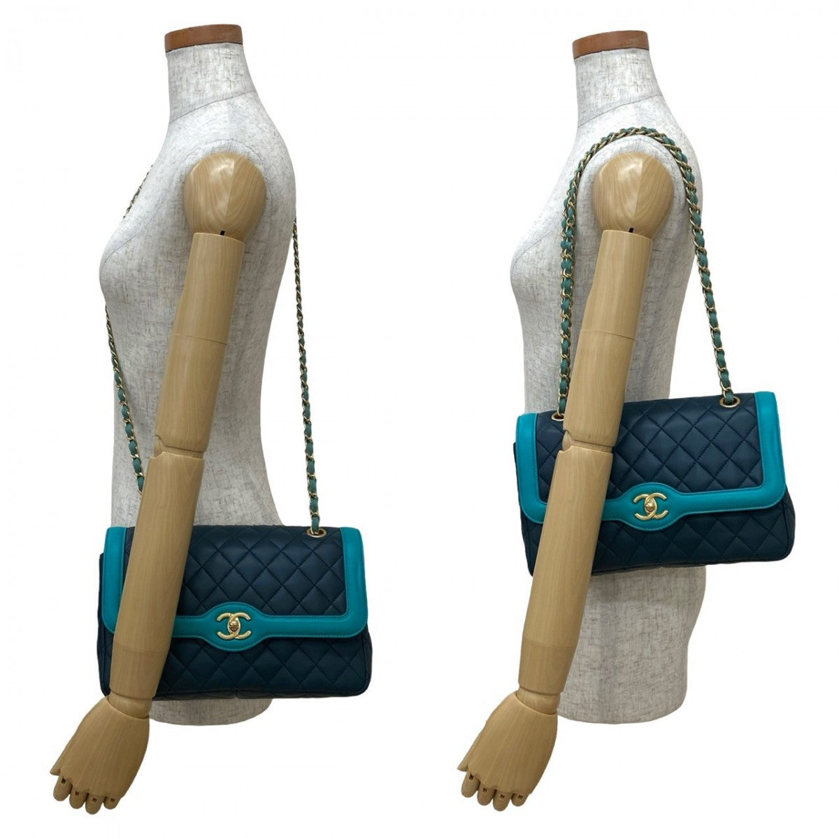 CHANEL Shoulder Bag lambskin Navy Matrasse