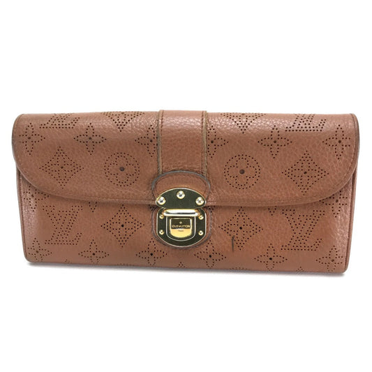 LOUIS VUITTON Long Wallet Purse M58124 monogram mahina leather Brown Two fold Mahina Clutch Amelia Women