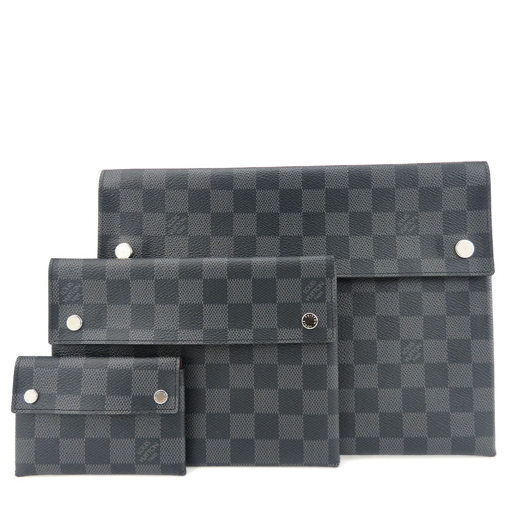 LOUIS VUITTON business bag N60255 Damier Grafitte black Alpha Triple Pouch