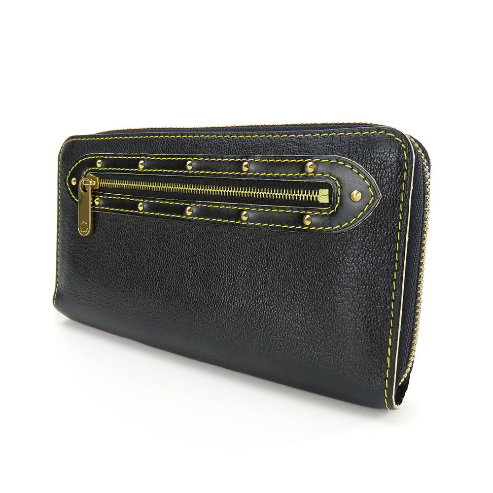 LOUIS VUITTON Long Wallet Purse M93029 leather black Suhari Zippy wallet