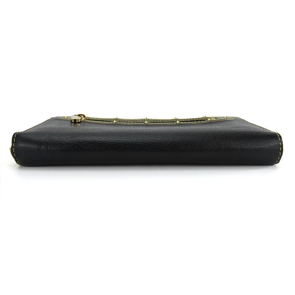 LOUIS VUITTON Long Wallet Purse M93029 leather black Suhari Zippy wallet