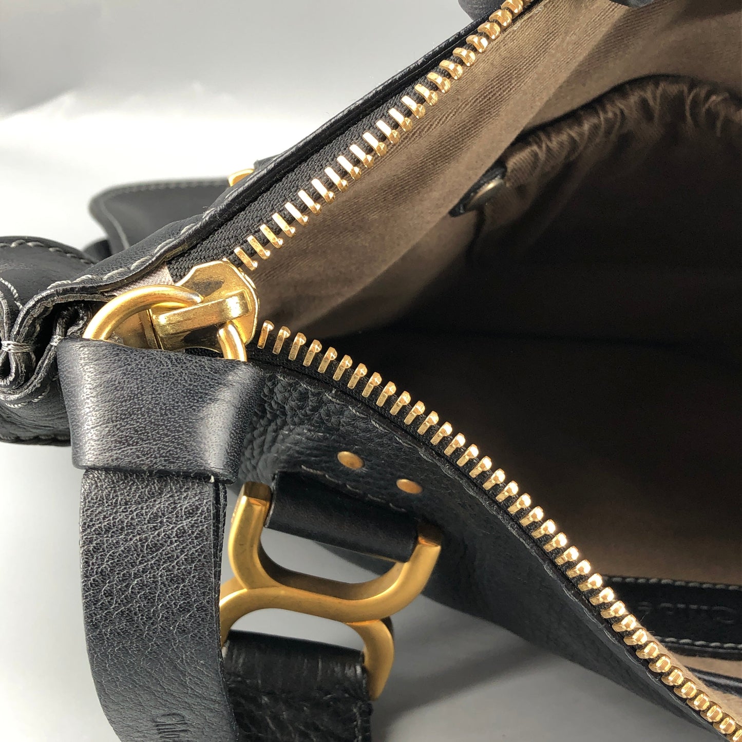 Chloe Black Marcie Large Grain Leather Tote Bag