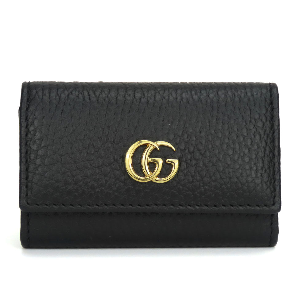 GUCCI Key case Key holder  456118 leather black GG Marmont Women