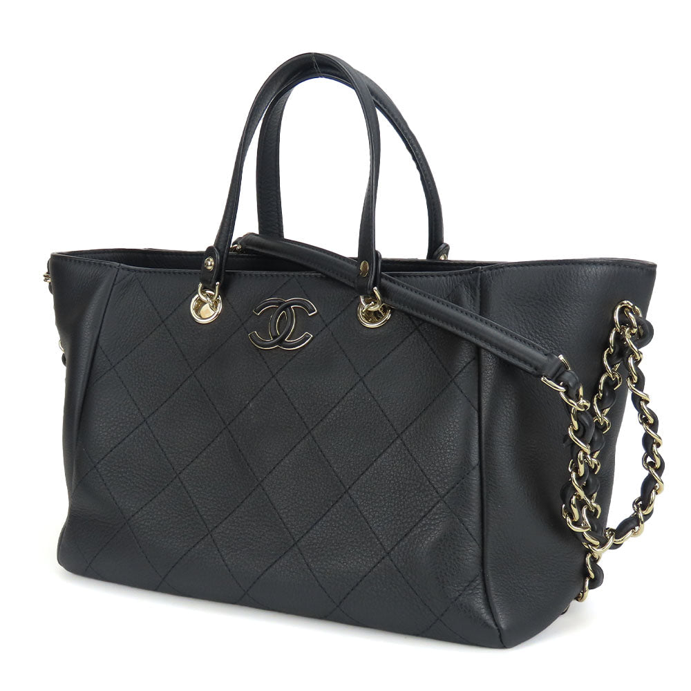 CHANEL Handbag AS0355 Calfskin black Matrasse Small shopping bags