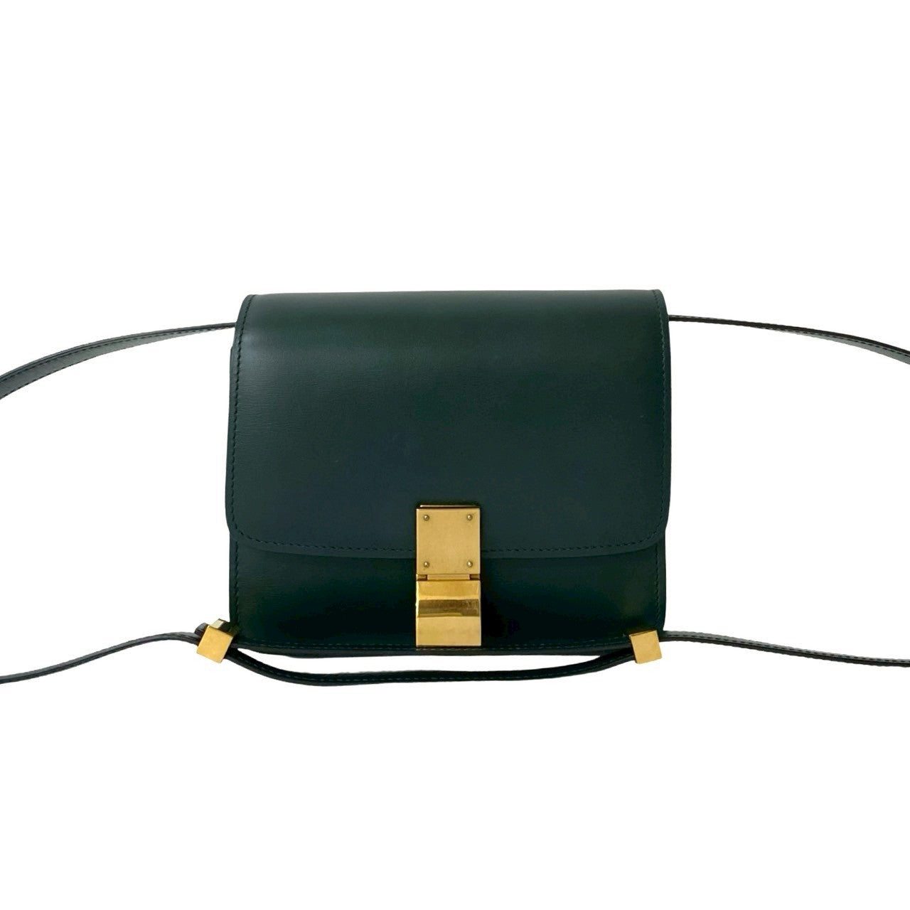 CELINE Shoulder Bag leather green Classic box small