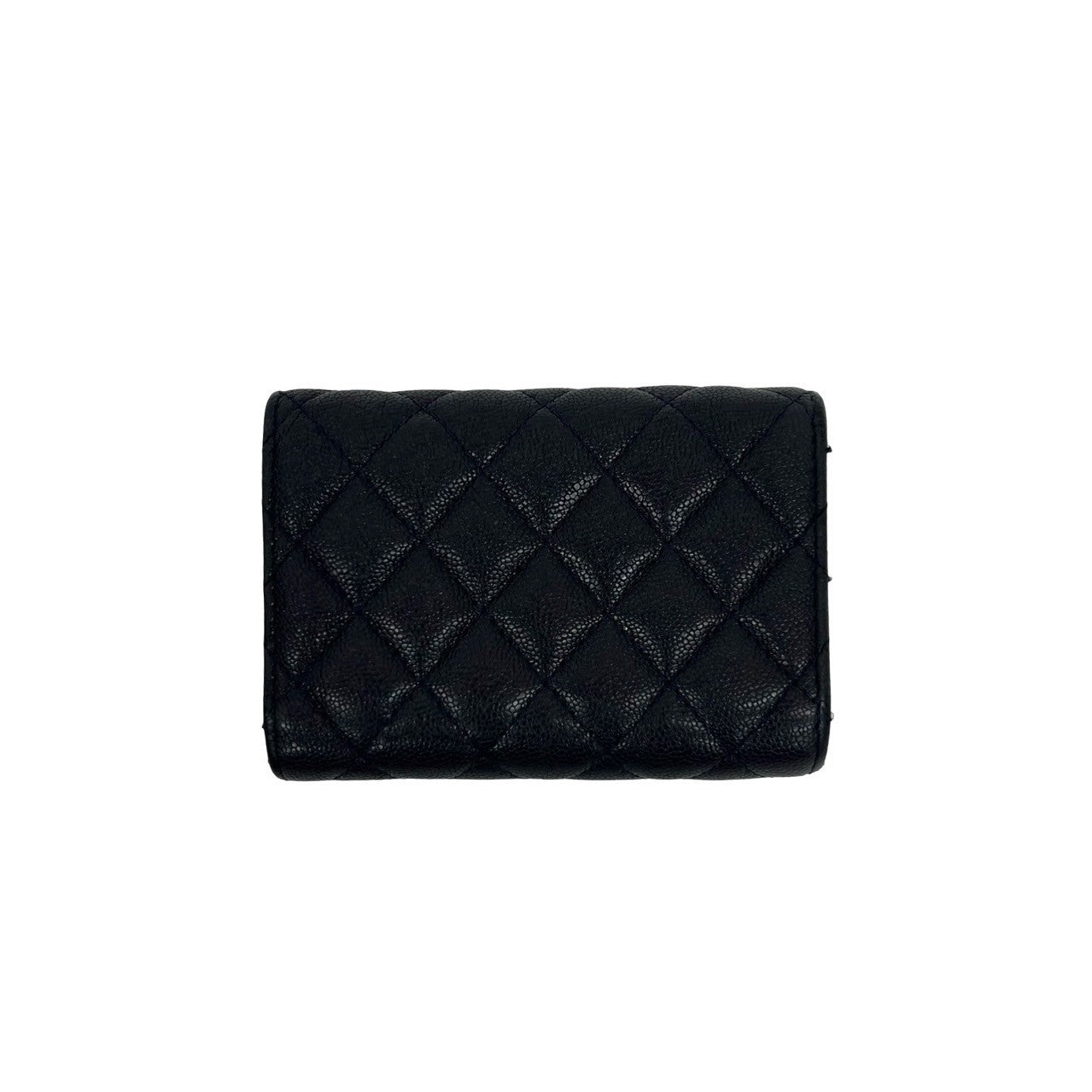 CHANEL Tri-fold wallet Matt caviar skin Navy Matrasse Boy chanel