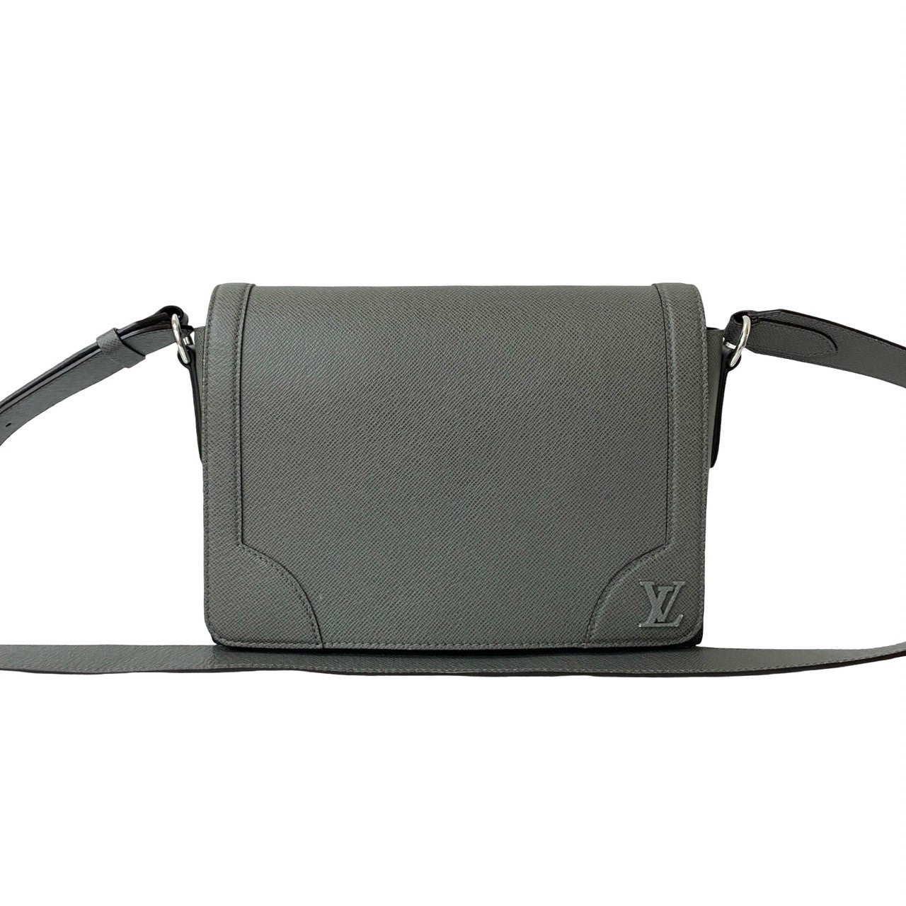 LOUIS VUITTON Shoulder Bag leather gray Taiga new flap messenger