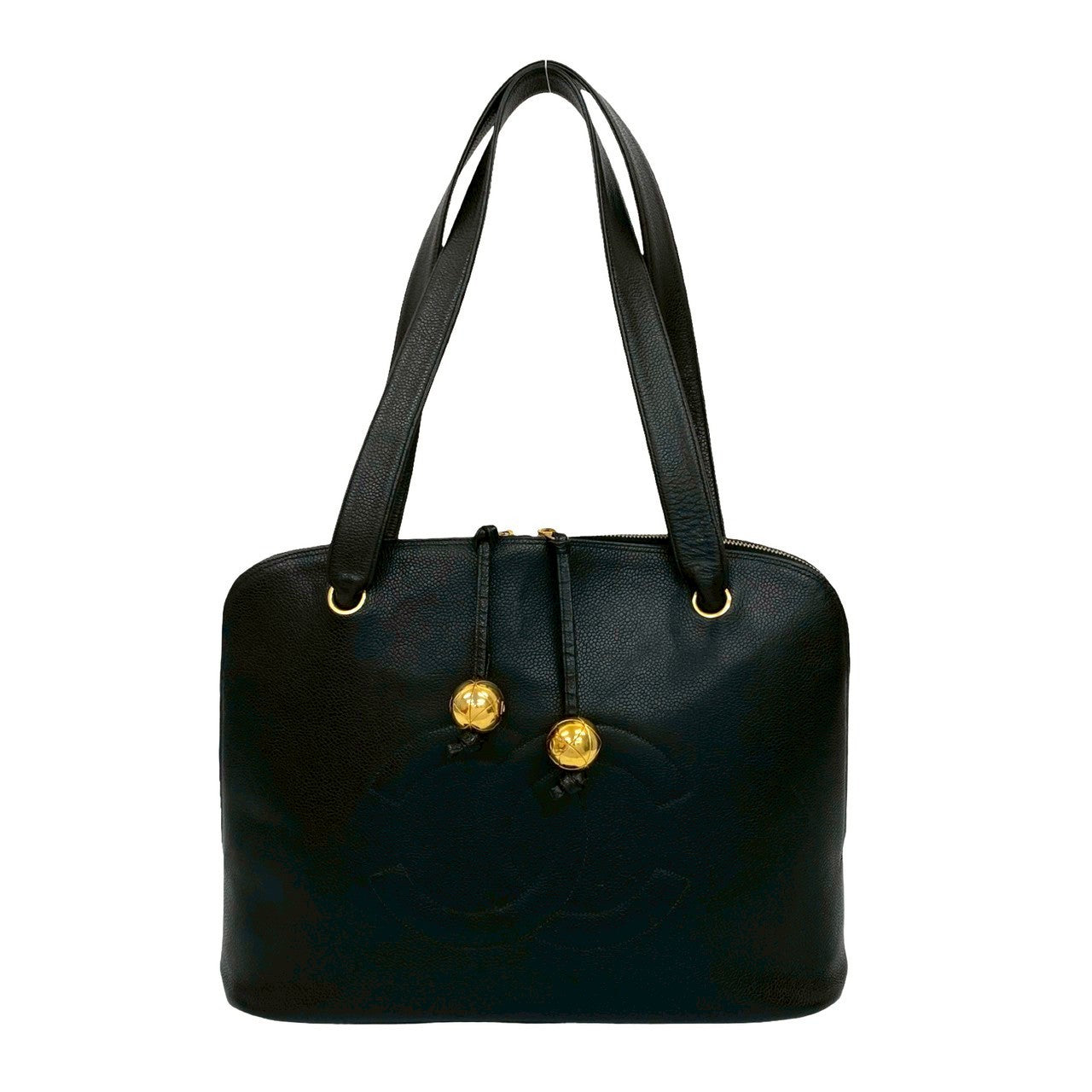 CHANEL Shoulder Bag Matt caviar skin black