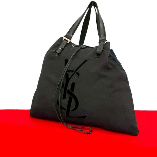 YVES SAINT LAURENT Tote Bag canvas black Kahala