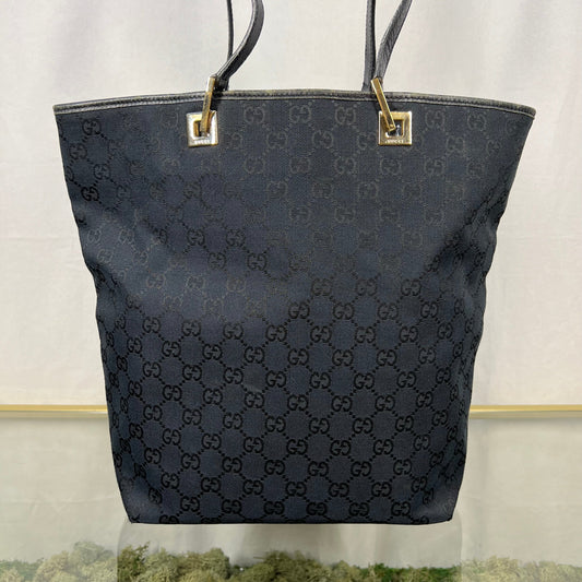 GUCCI Vintage GG Supreme Web Canvas Black Tote