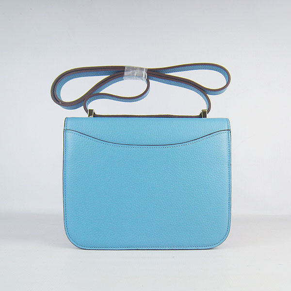 Luxury Hermes Constance Cowskin Leather Bag H017 light blue golden