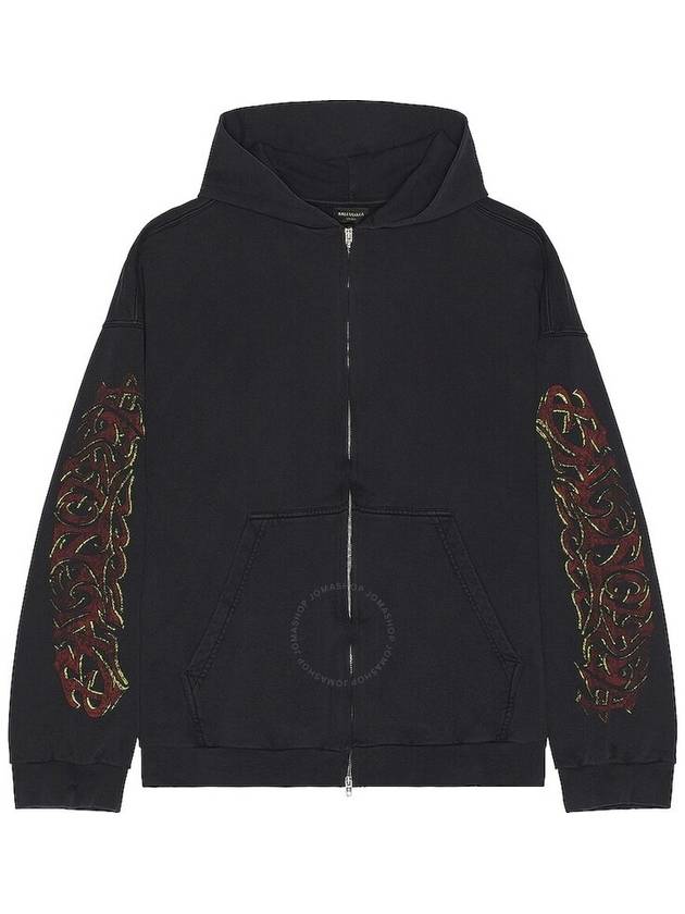 Luxury Balenciaga Trending 2026 Offshore Medium Fit Zip-Up Hoodie Black Faded