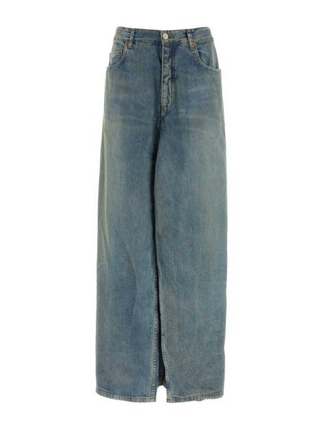 Luxury Balenciaga Trending 2026 Mid Rise Wide Jeans Blue