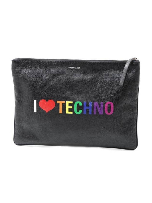 Luxury Balenciaga Trending 2026 I Love Techno Clutch Bag Black
