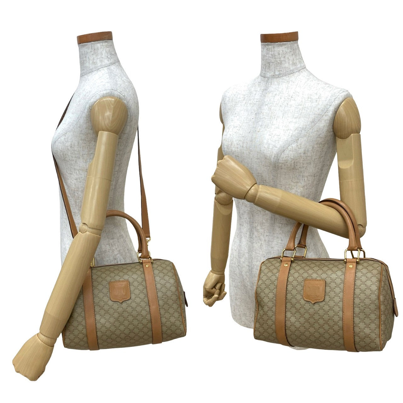 CELINE Shoulder Bag leather beige