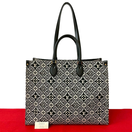LOUIS VUITTON Tote Bag leather black Monogram Jaguar On the Go GM Since 1854