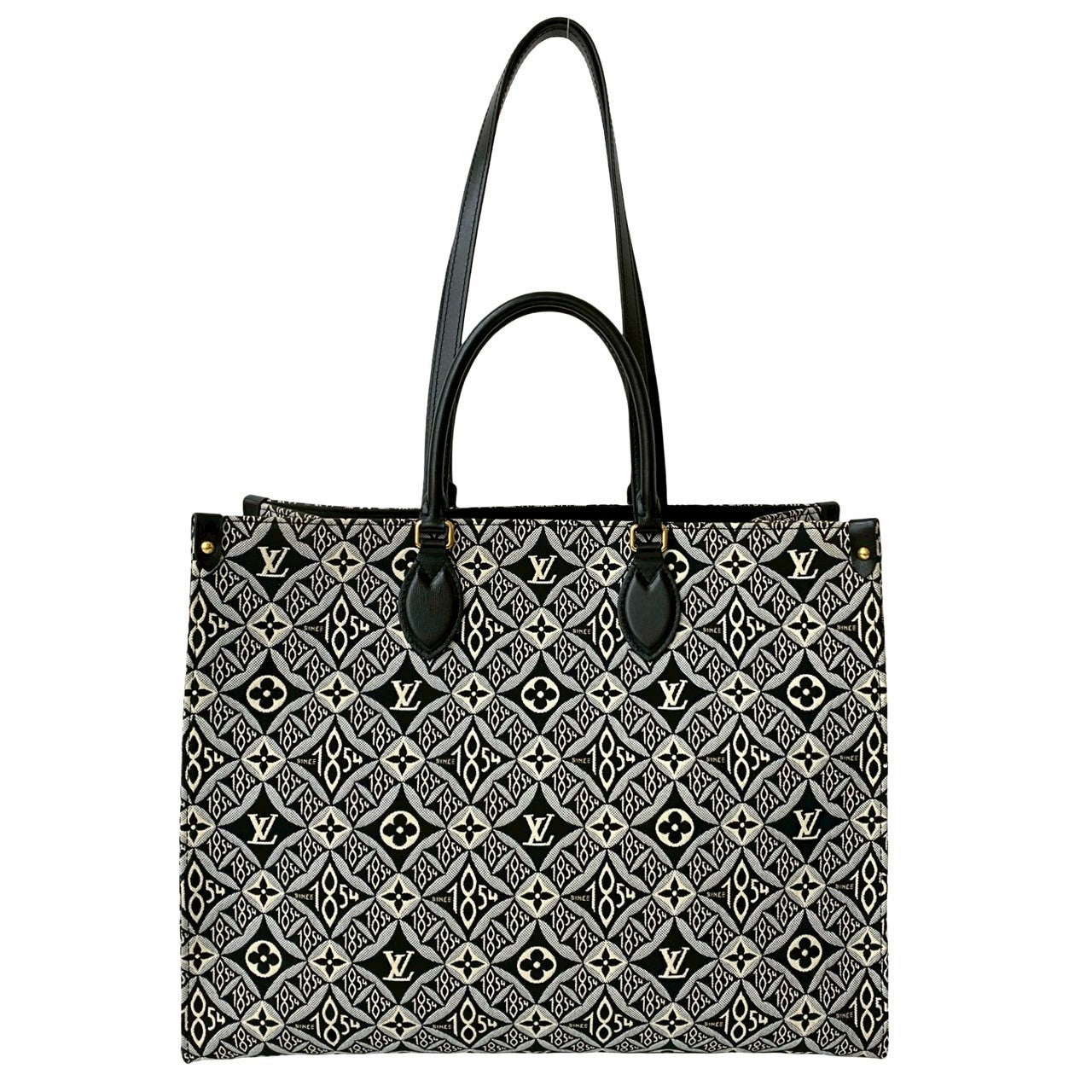 LOUIS VUITTON Tote Bag leather black Monogram Jaguar On the Go GM Since 1854