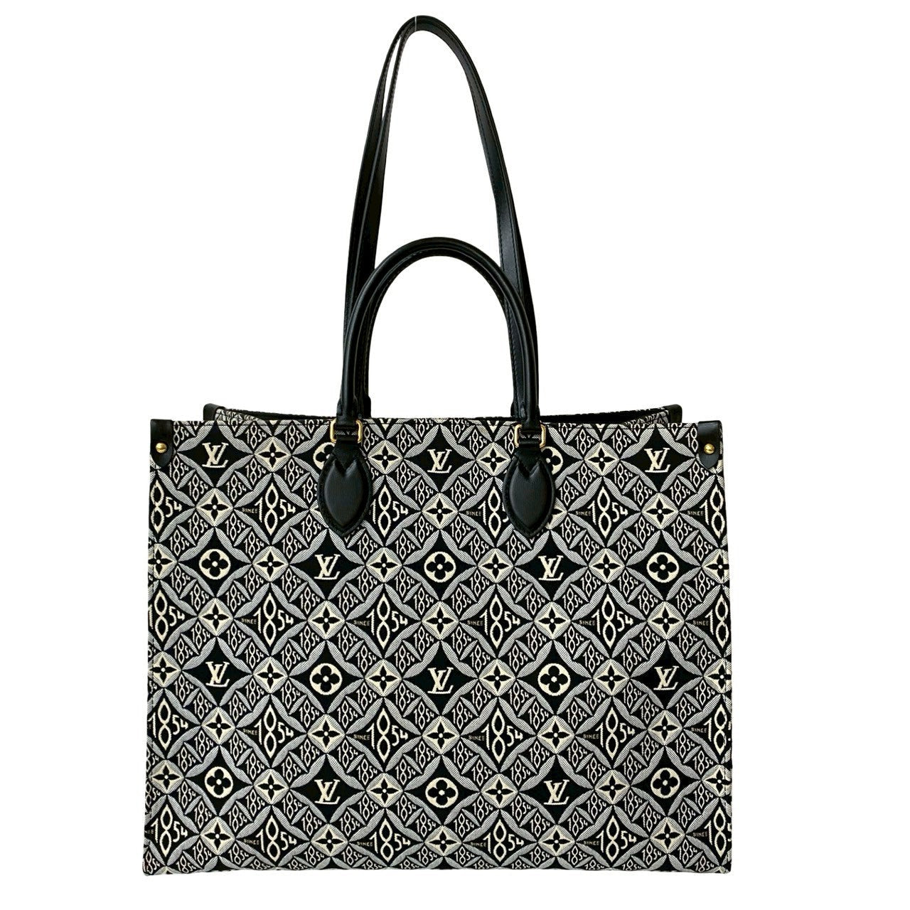 LOUIS VUITTON Tote Bag leather black Monogram Jaguar On the Go GM Since 1854
