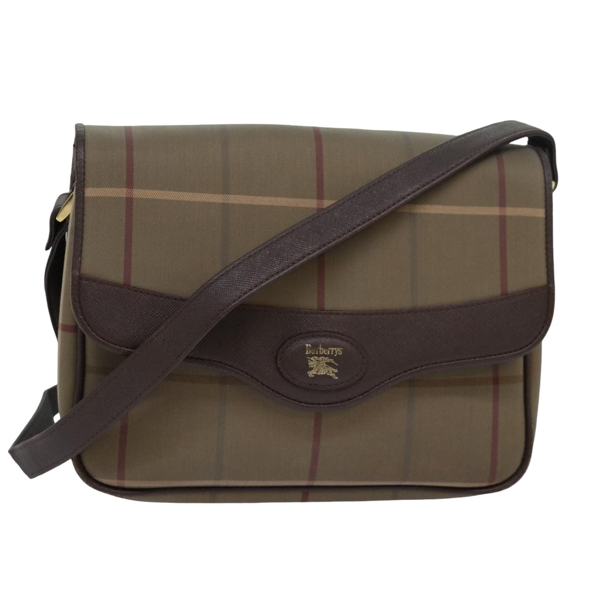 Luxury BurberrySs Nova Check Shoulder Bag Canvas Beige Auth 83227