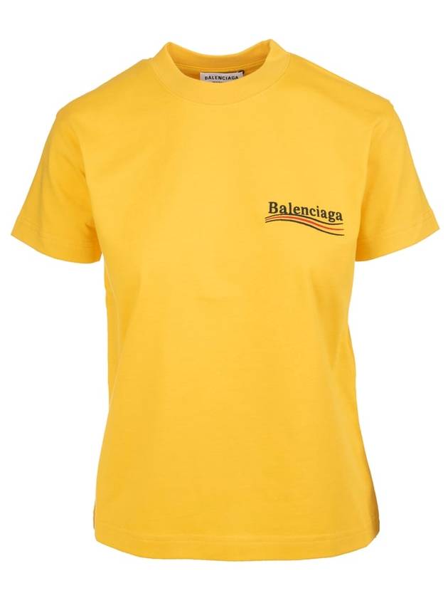 Luxury Balenciaga Trending 2026 Wave Logo Slim Fit Short Sleeve T-Shirt Yellow
