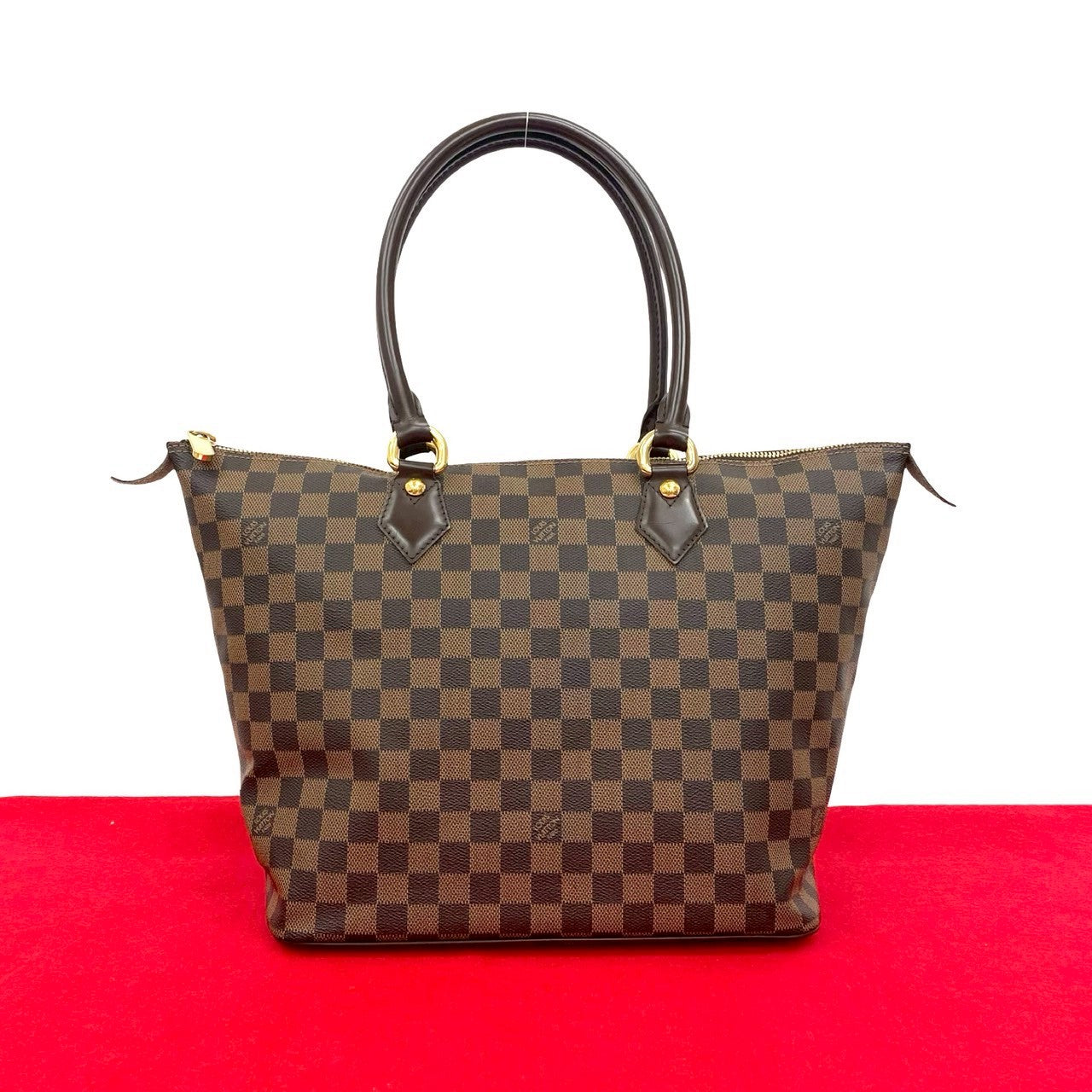 LOUIS VUITTON Handbag leather Brown Damier Saleya MM