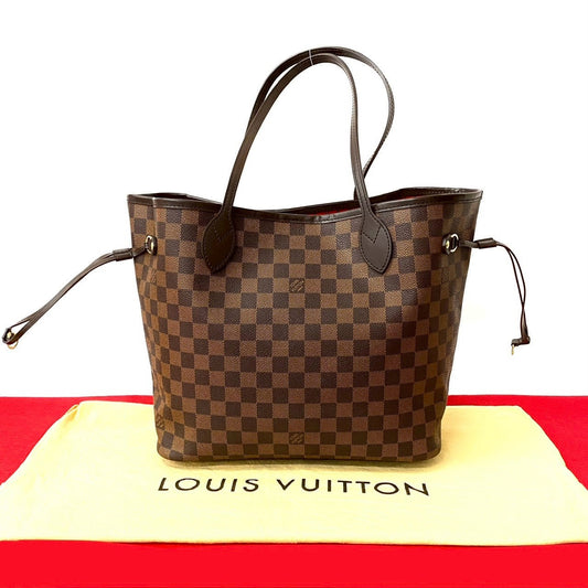LOUIS VUITTON Tote Bag leather Brown Damier Neverfull MM