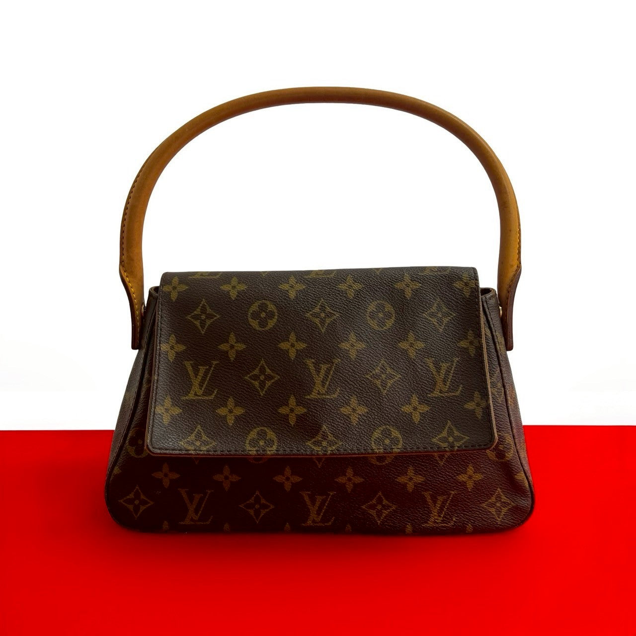 LOUIS VUITTON Shoulder Bag leather Brown Monogram Mini Looping