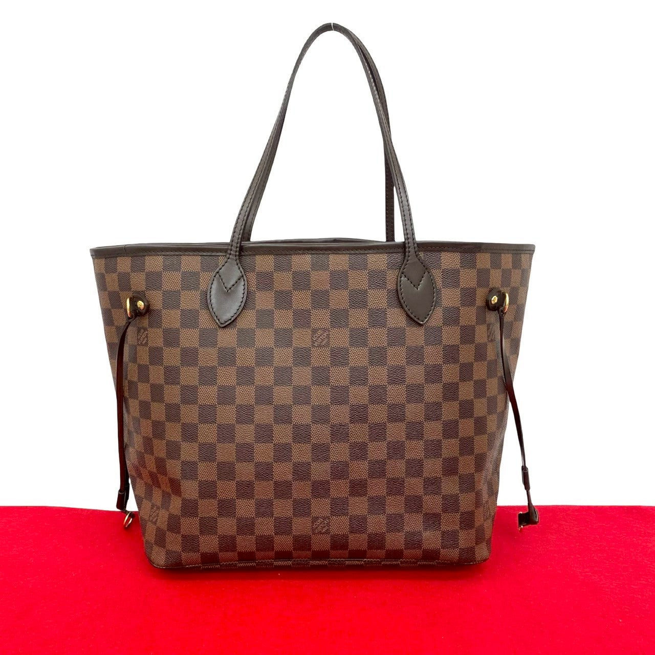 LOUIS VUITTON Tote Bag leather Brown Damier Neverfull MM